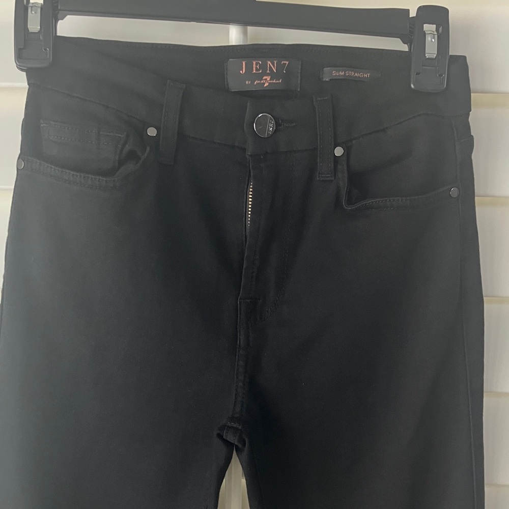 Women’s Jen 7 by For All Mankind Black Slim Straight Jeans Size 0